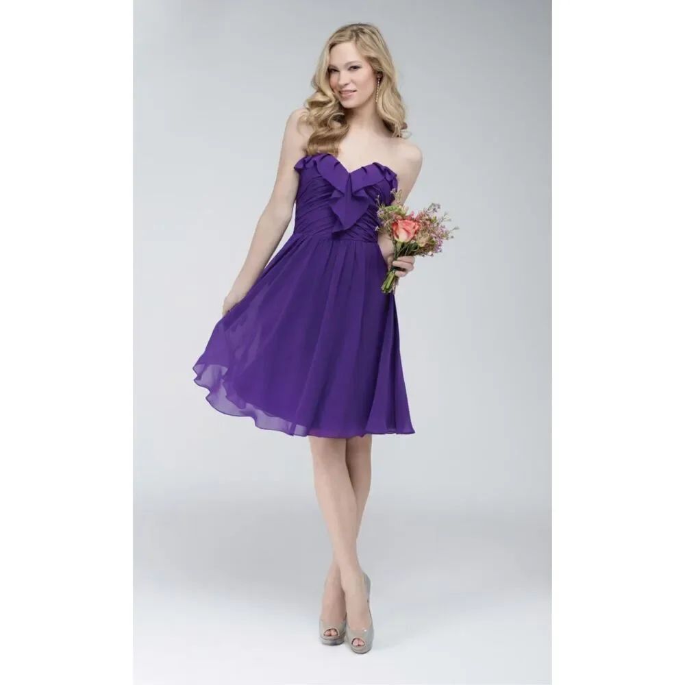 WToo NWT size 8 chiffon strapless dress pansy style 704